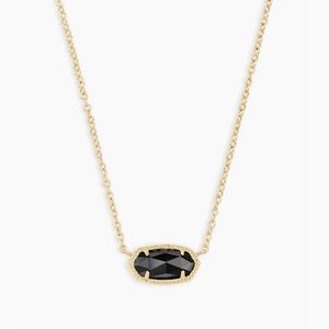 NWT Kendra Scott Elisa Gold Pendant Necklace In Black Opaque Glass